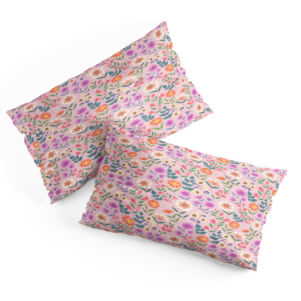 Pimlada Phuapradit Ditsy Floral Pink Pillow Shams