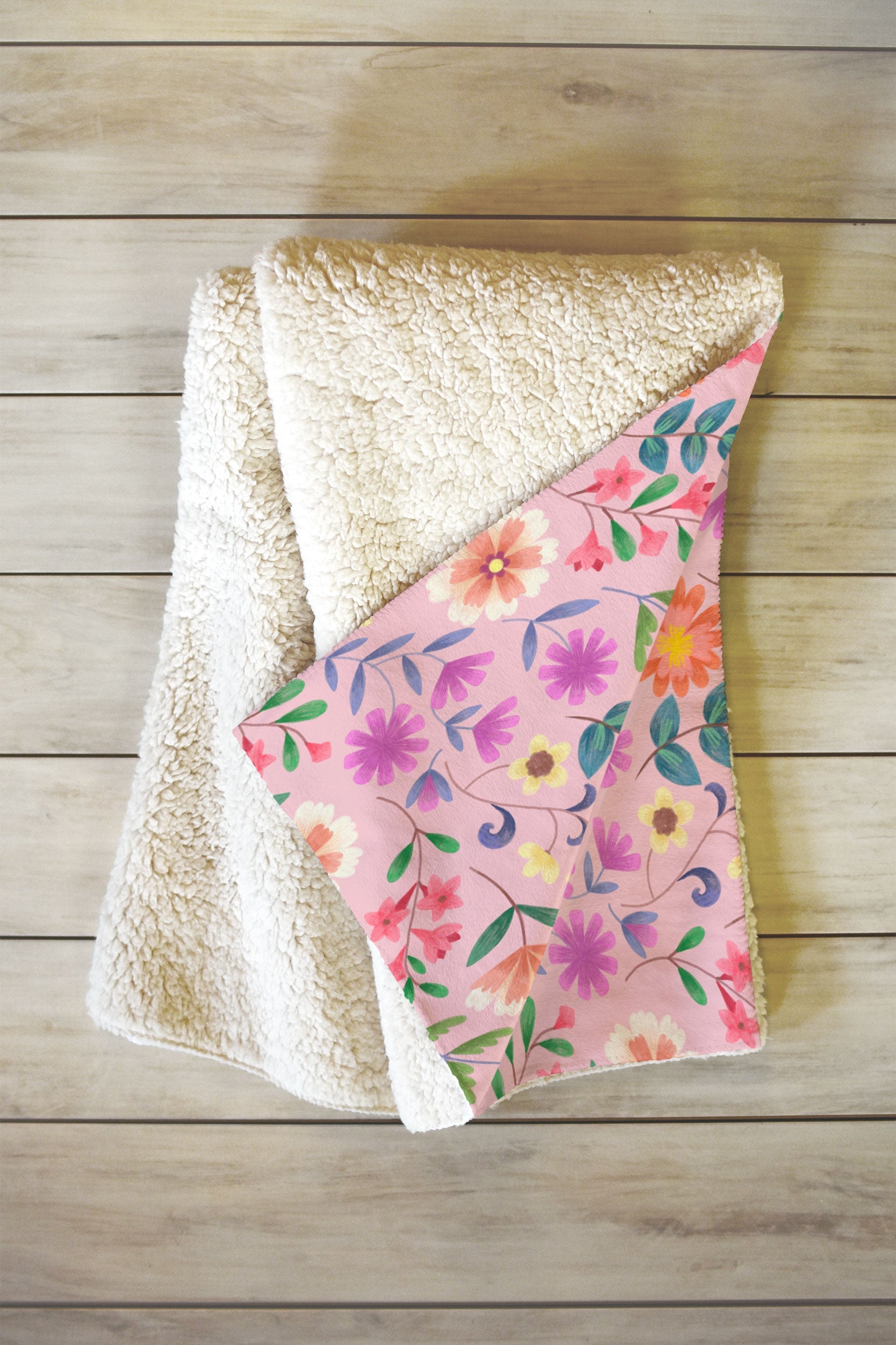 Pimlada Phuapradit Ditsy Floral Pink Fleece Throw Blanket