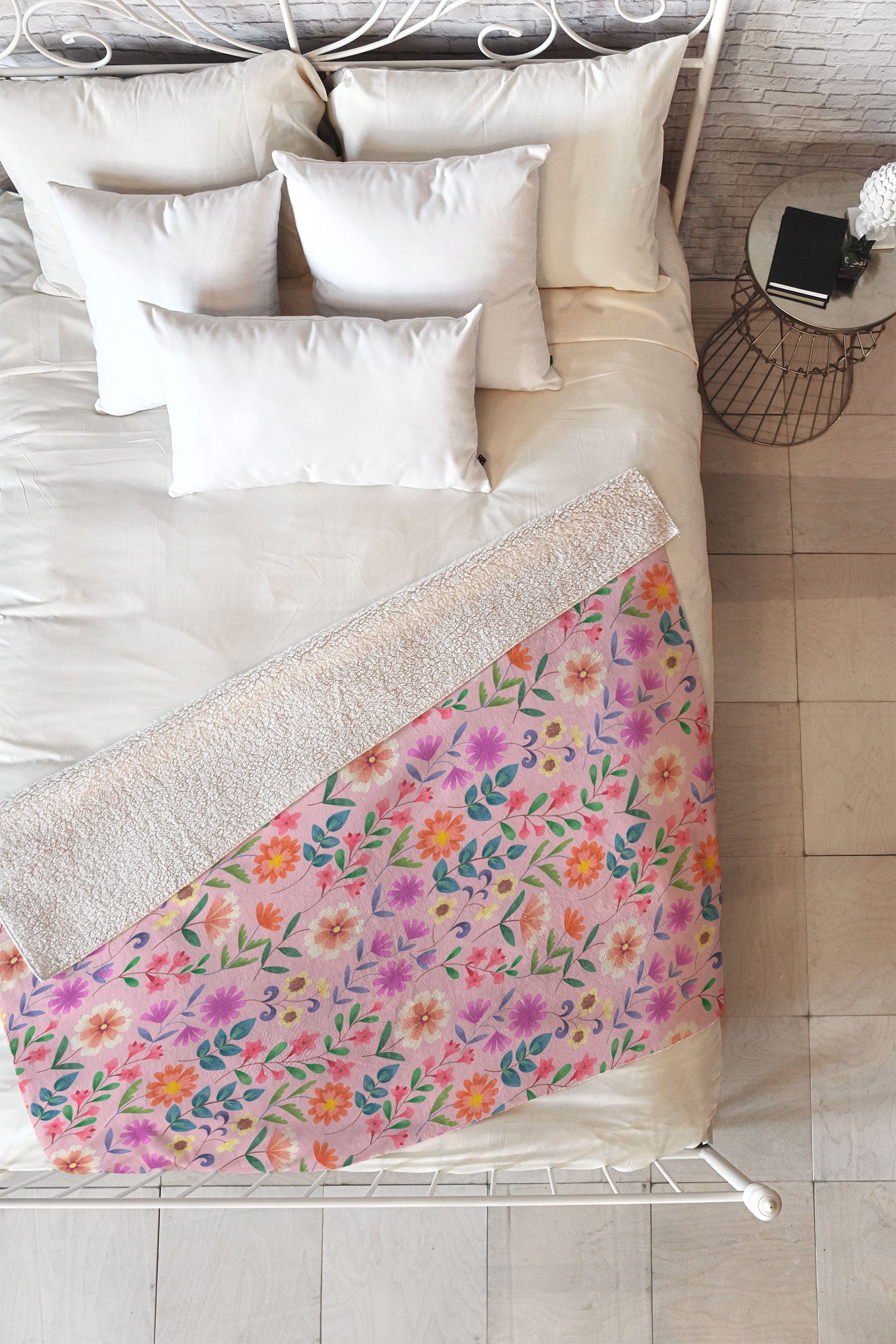 Pimlada Phuapradit Ditsy Floral Pink Fleece Throw Blanket