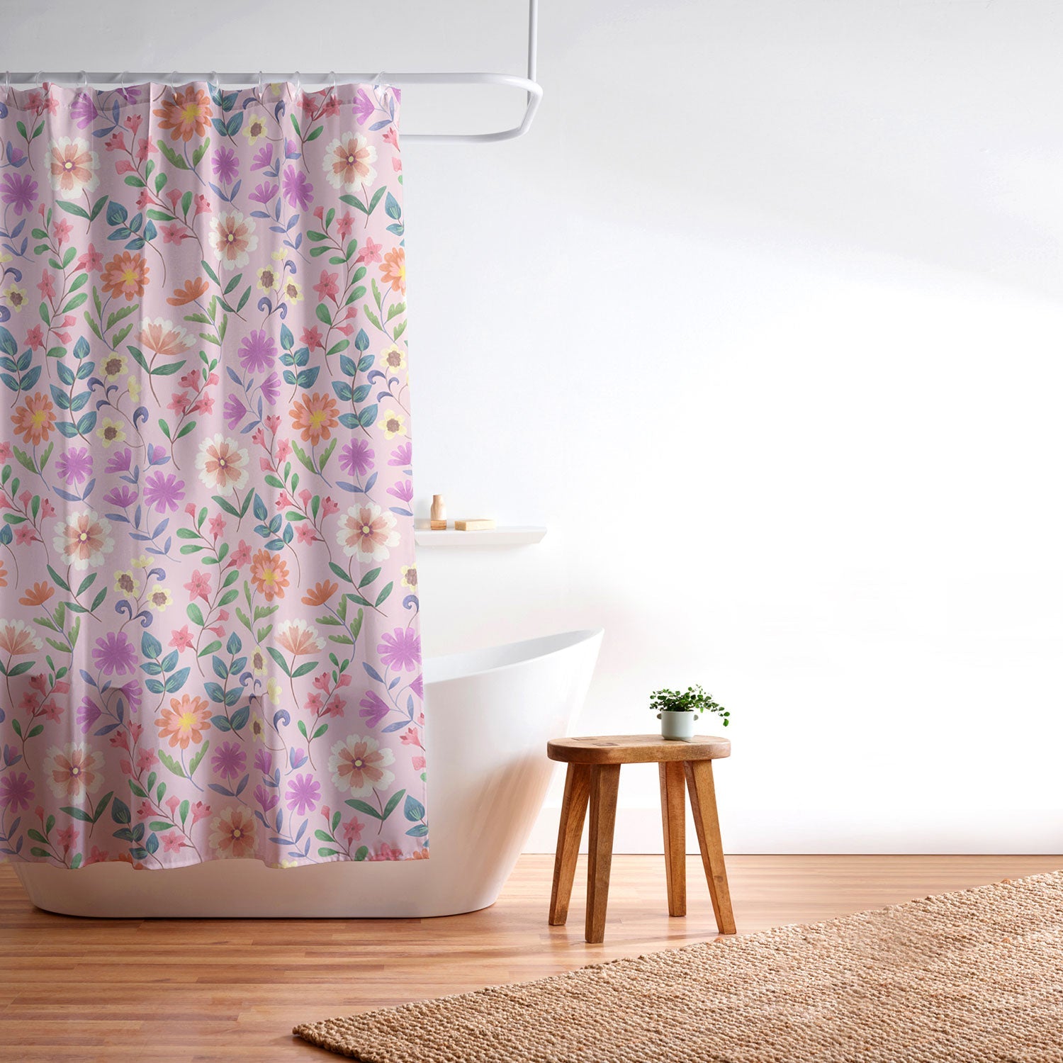 Pimlada Phuapradit Ditsy Floral Pink Shower Curtain