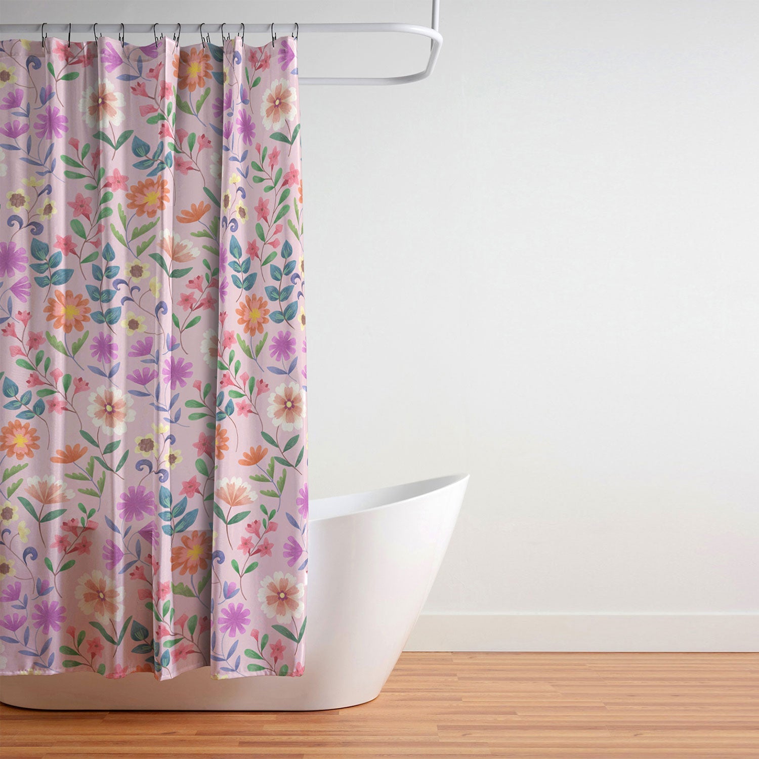 Pimlada Phuapradit Ditsy Floral Pink Shower Curtain