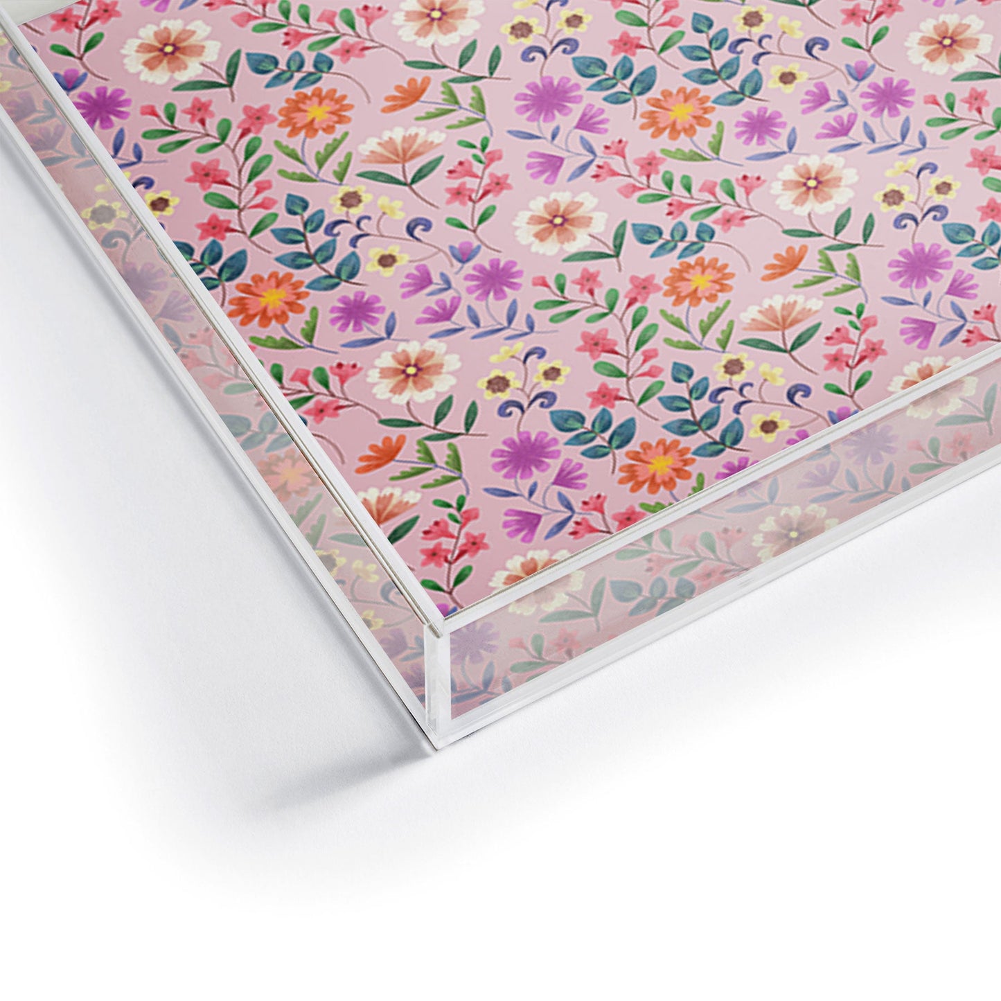Pimlada Phuapradit Ditsy Floral Pink Acrylic Tray
