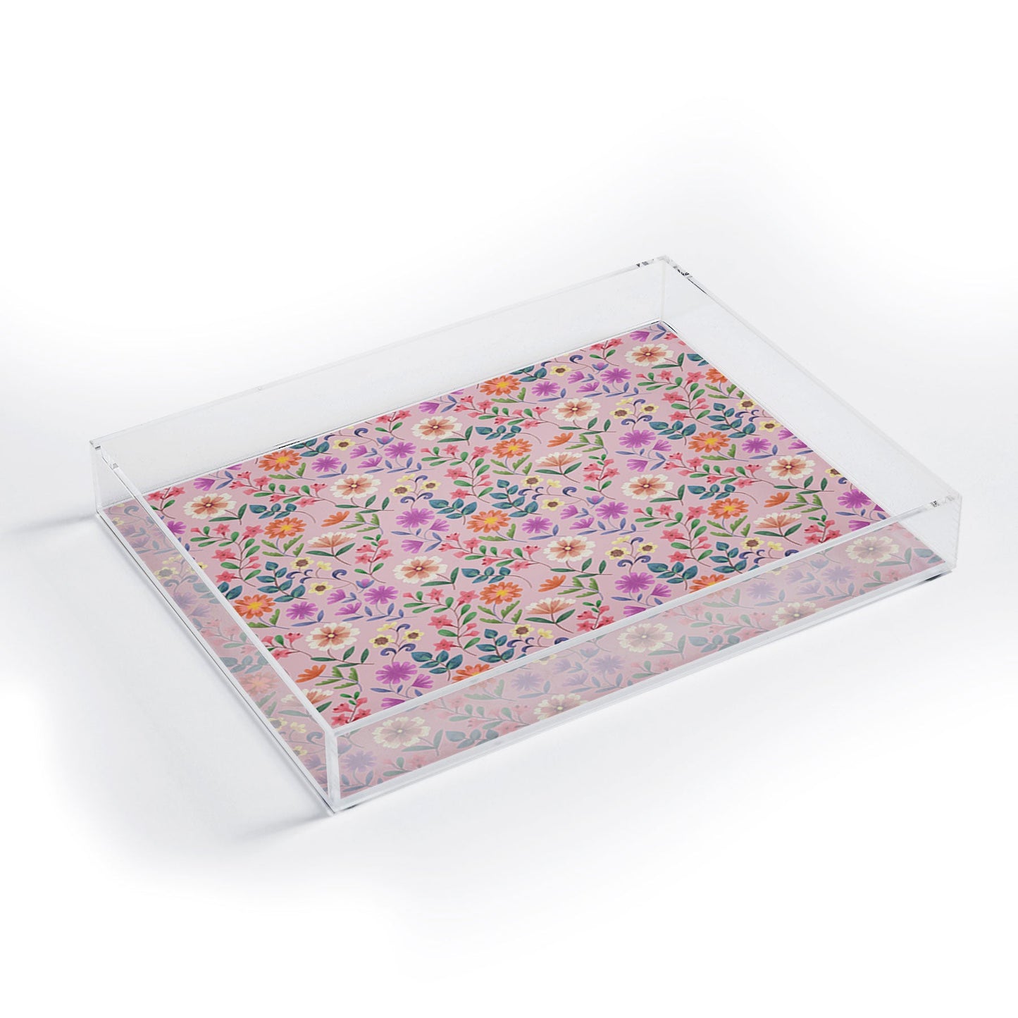 Pimlada Phuapradit Ditsy Floral Pink Acrylic Tray