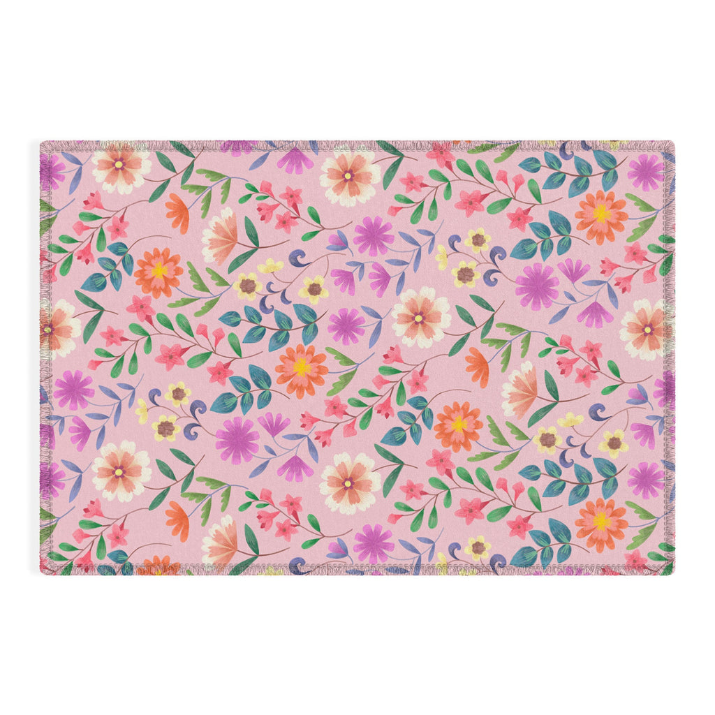 Pimlada Phuapradit Ditsy Floral Pink Outdoor Rug