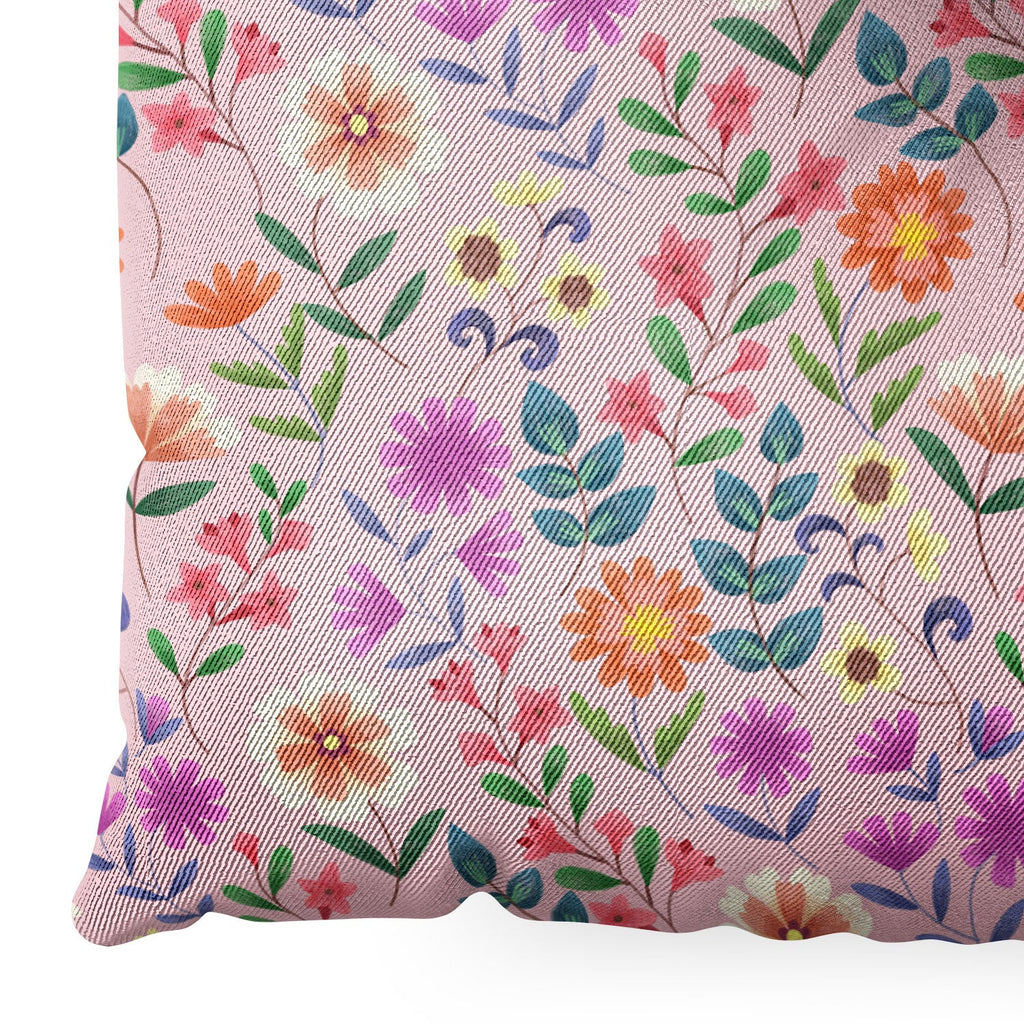 Pimlada Phuapradit Ditsy Floral Pink Floor Pillow Square