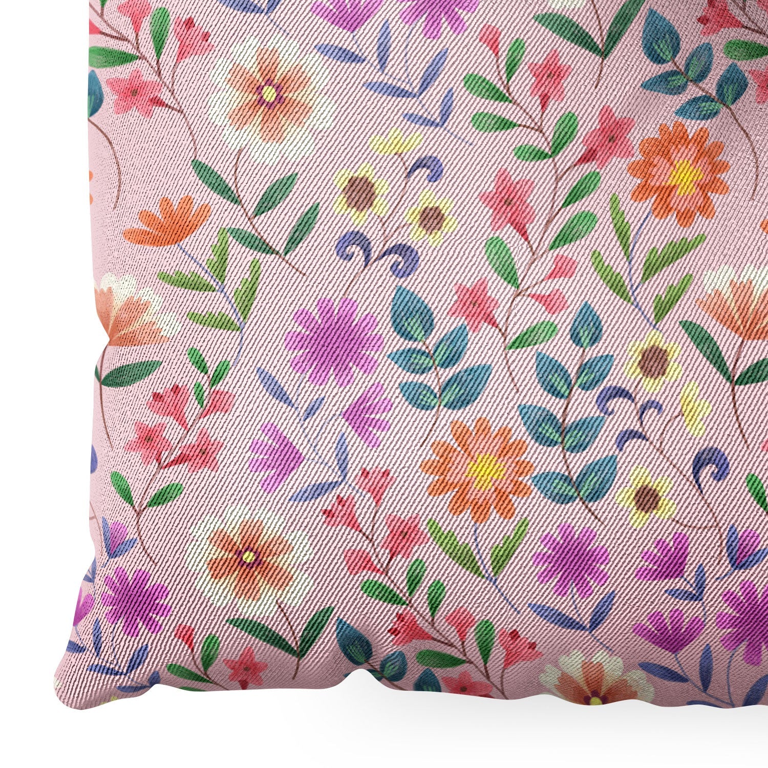 Pimlada Phuapradit Ditsy Floral Pink Floor Pillow Square