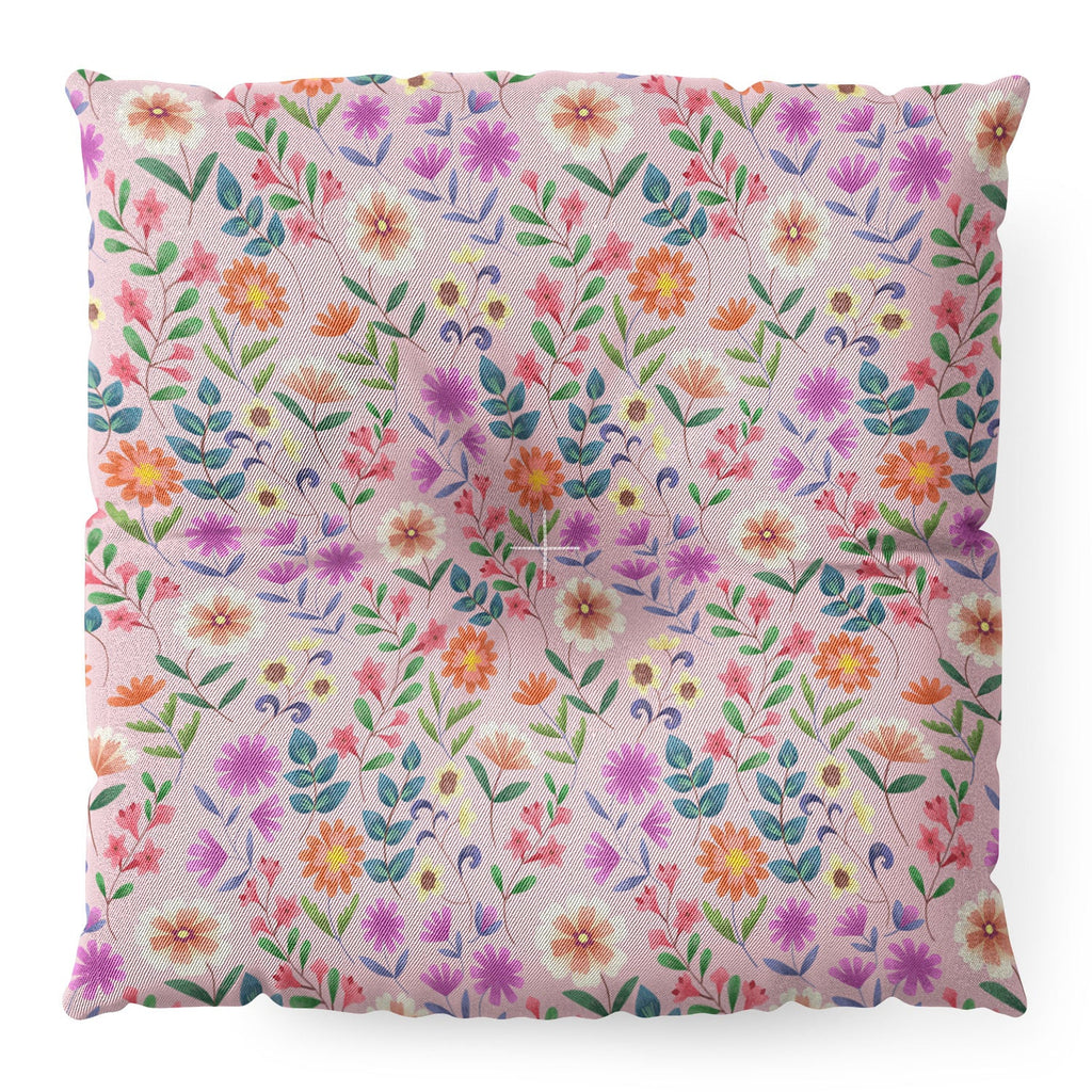 Pimlada Phuapradit Ditsy Floral Pink Floor Pillow Square