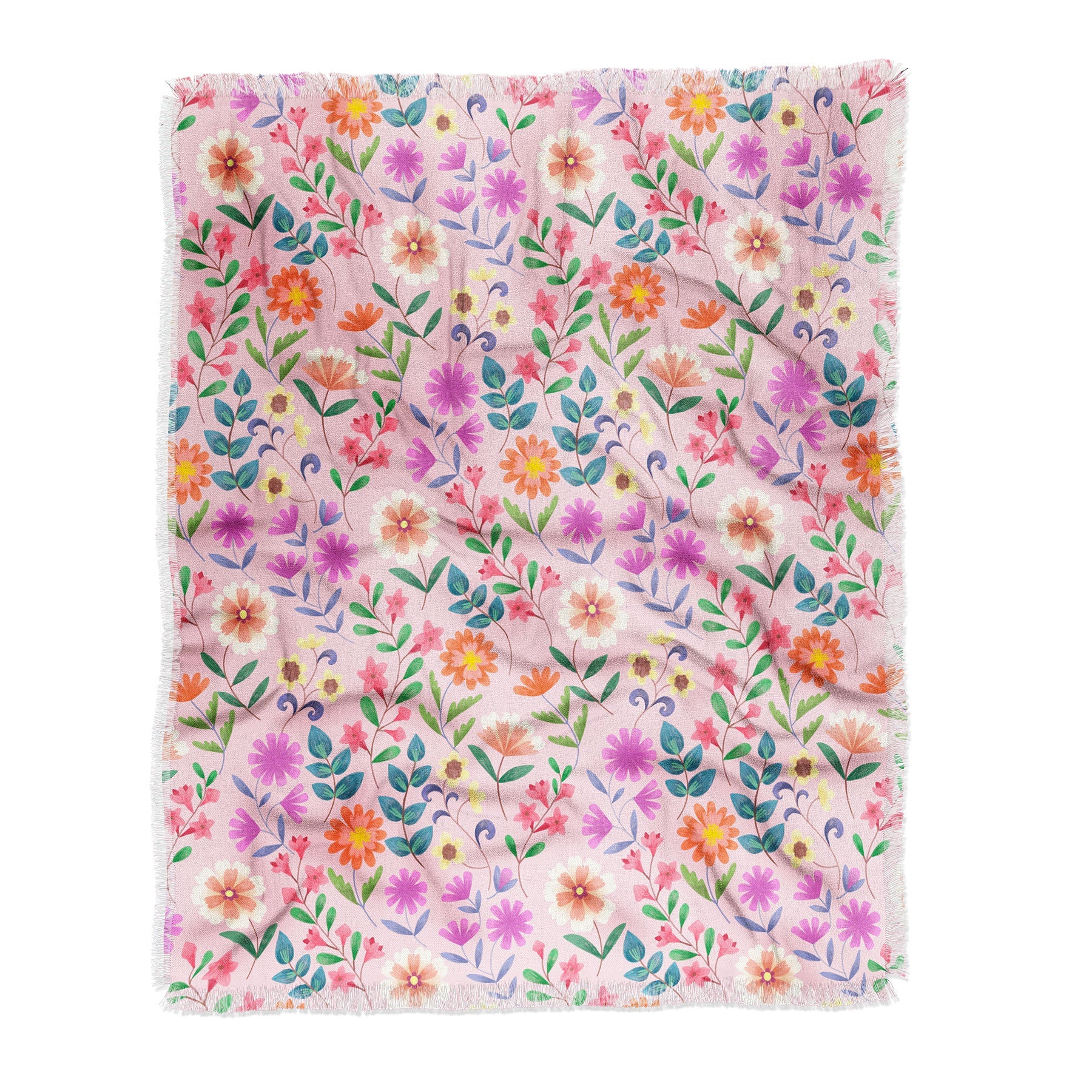 Pimlada Phuapradit Ditsy Floral Pink Throw Blanket