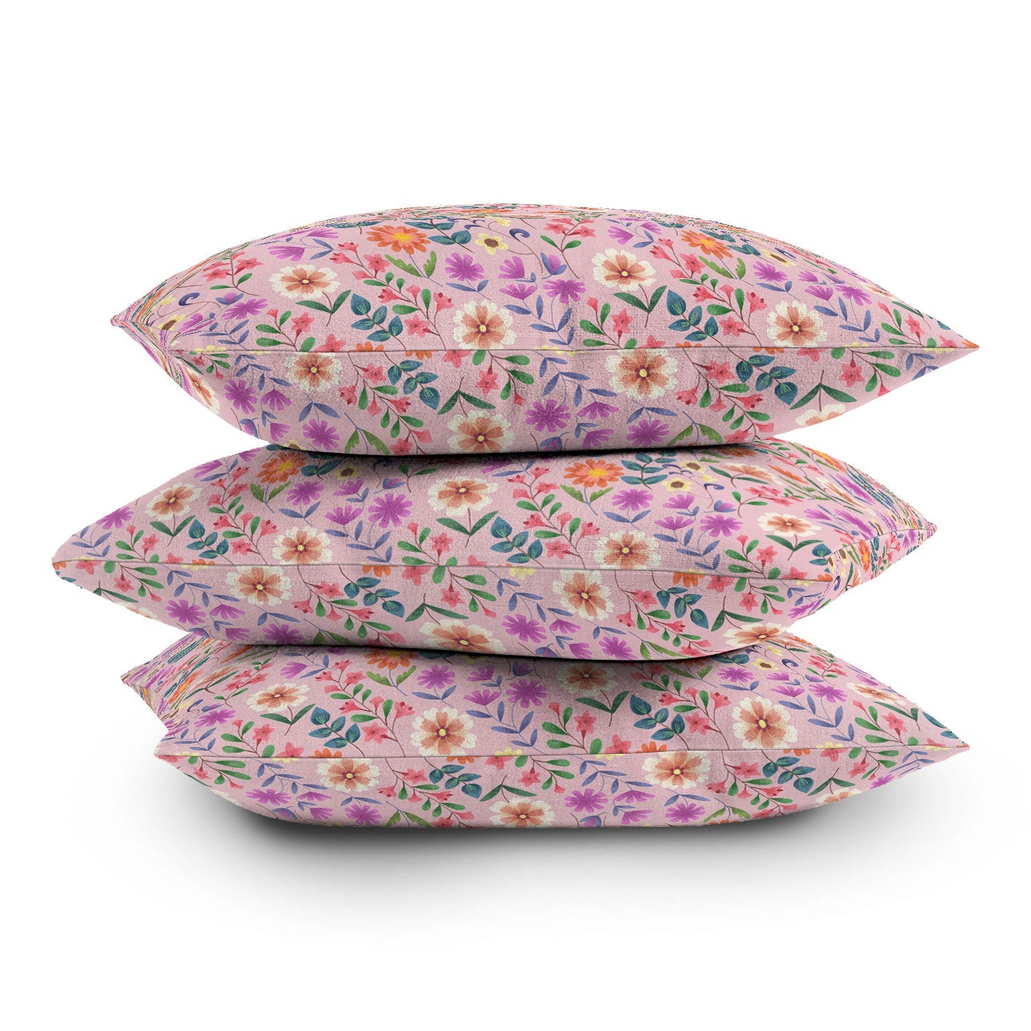 Pimlada Phuapradit Ditsy Floral Pink Outdoor Throw Pillow