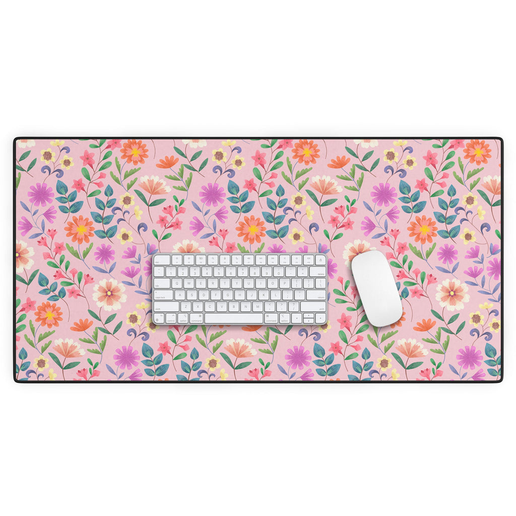 Pimlada Phuapradit Ditsy Floral Pink Desk Mat