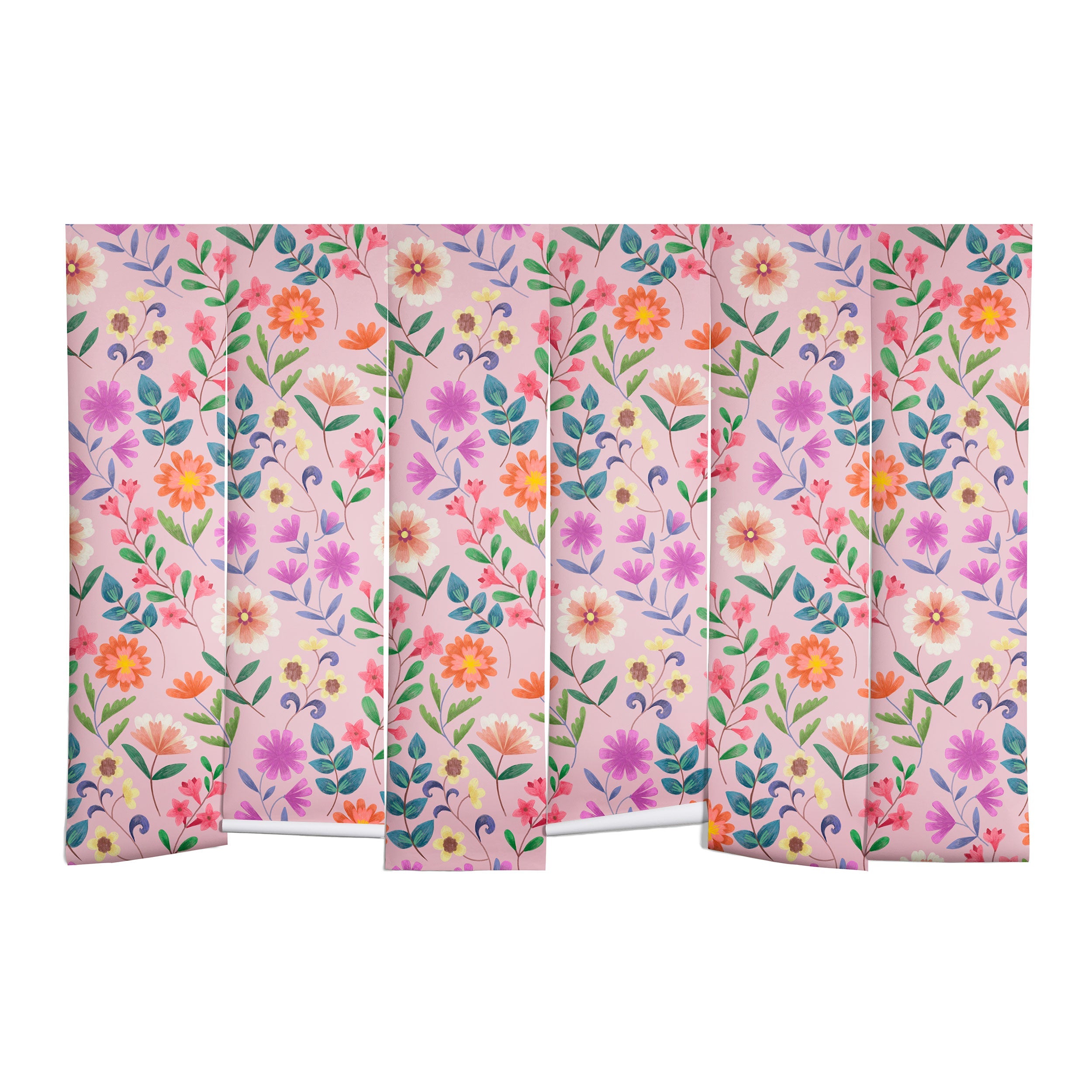 Pimlada Phuapradit Ditsy Floral Pink Wall Mural