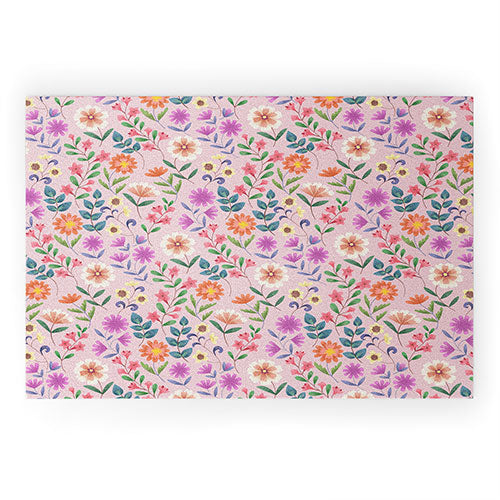 Pimlada Phuapradit Ditsy Floral Pink Welcome Mat