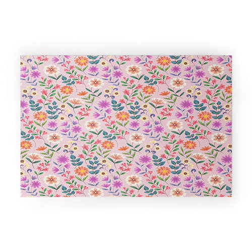 Pimlada Phuapradit Ditsy Floral Pink Welcome Mat