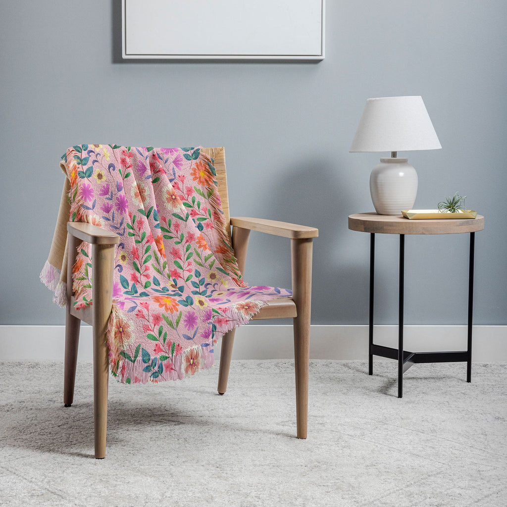 Pimlada Phuapradit Ditsy Floral Pink Throw Blanket