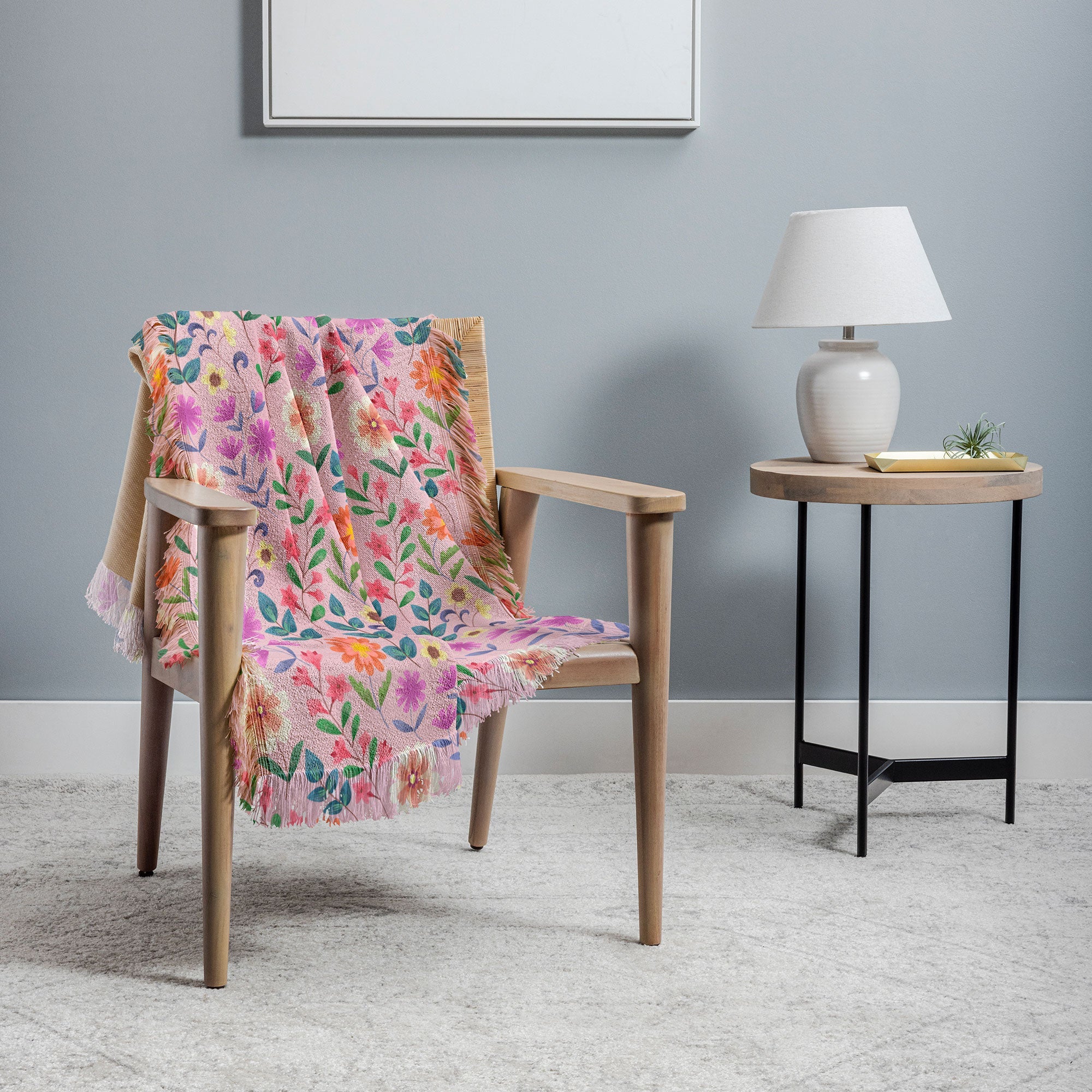 Pimlada Phuapradit Ditsy Floral Pink Throw Blanket