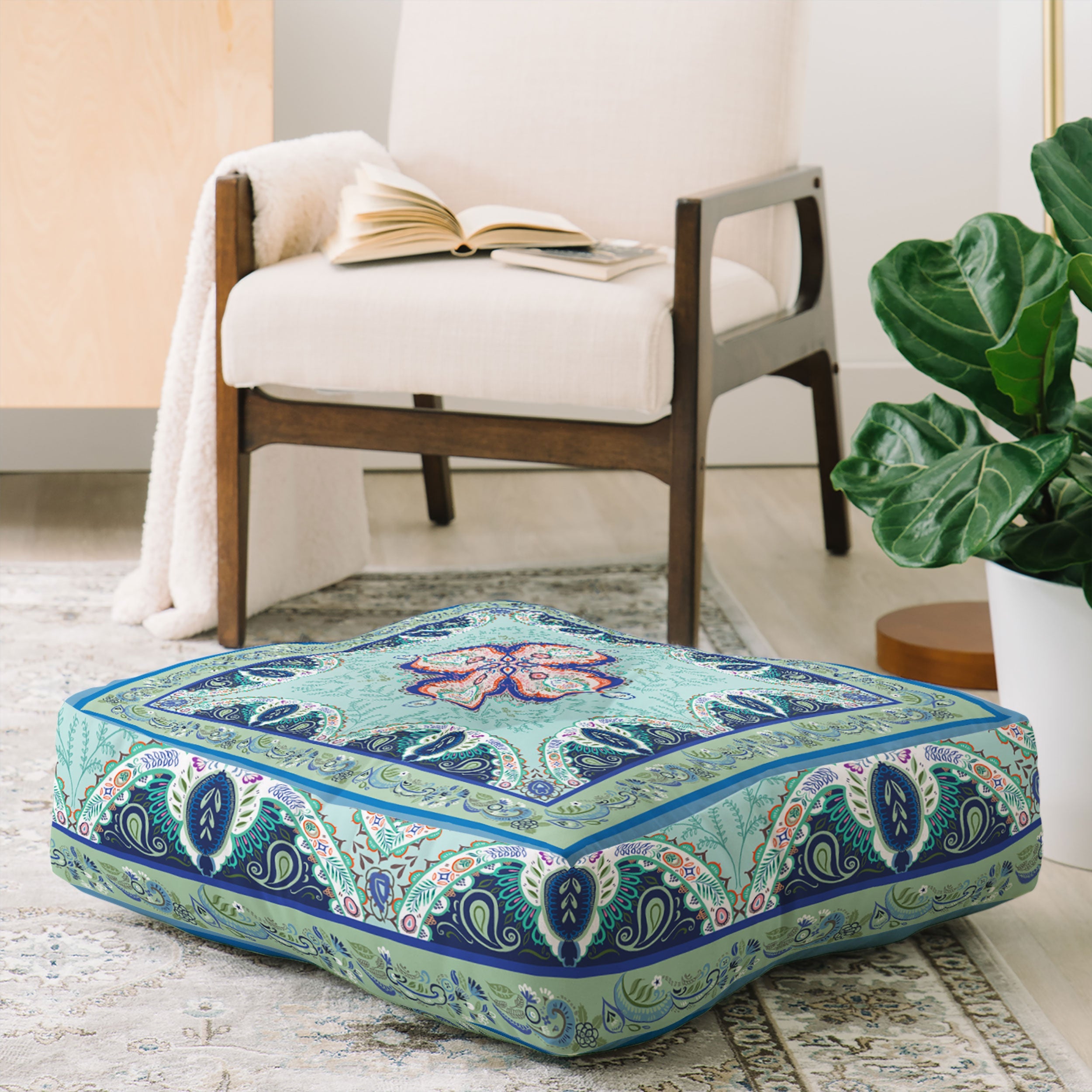 Pimlada Phuapradit Floral Maze 01 Floor Pillow Square
