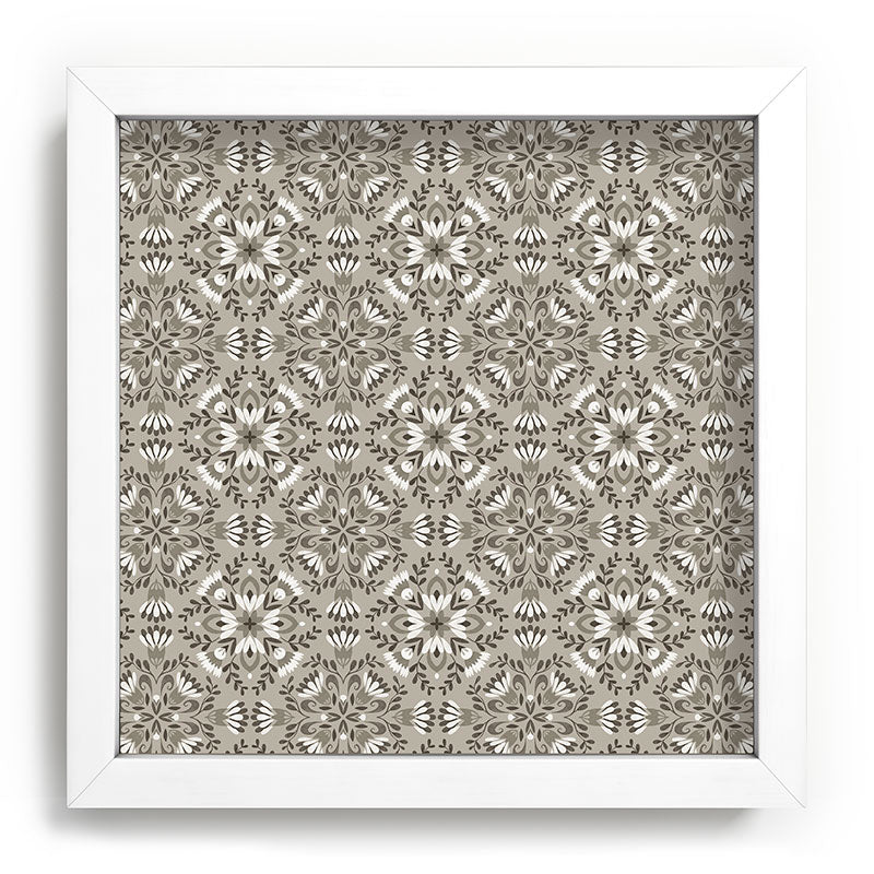 Pimlada Phuapradit Floral Tiles Gray Recessed Framing Square
