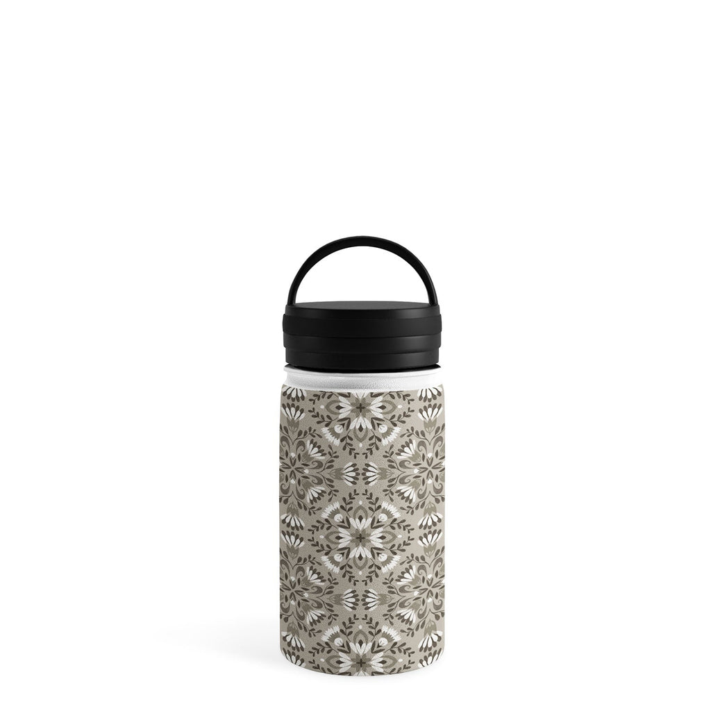 Pimlada Phuapradit Floral Tiles Gray Water Bottle