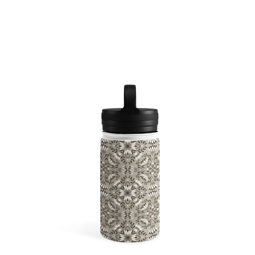 Pimlada Phuapradit Floral Tiles Gray Water Bottle