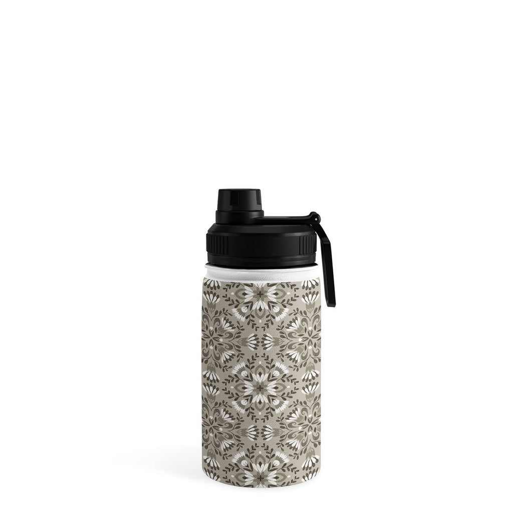 Pimlada Phuapradit Floral Tiles Gray Water Bottle