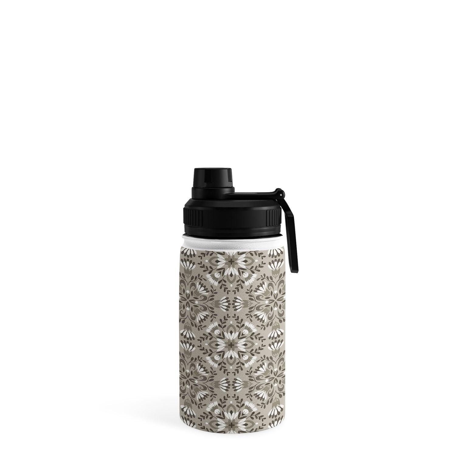 Pimlada Phuapradit Floral Tiles Gray Water Bottle