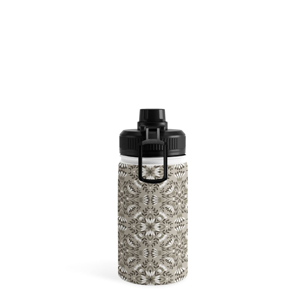 Pimlada Phuapradit Floral Tiles Gray Water Bottle