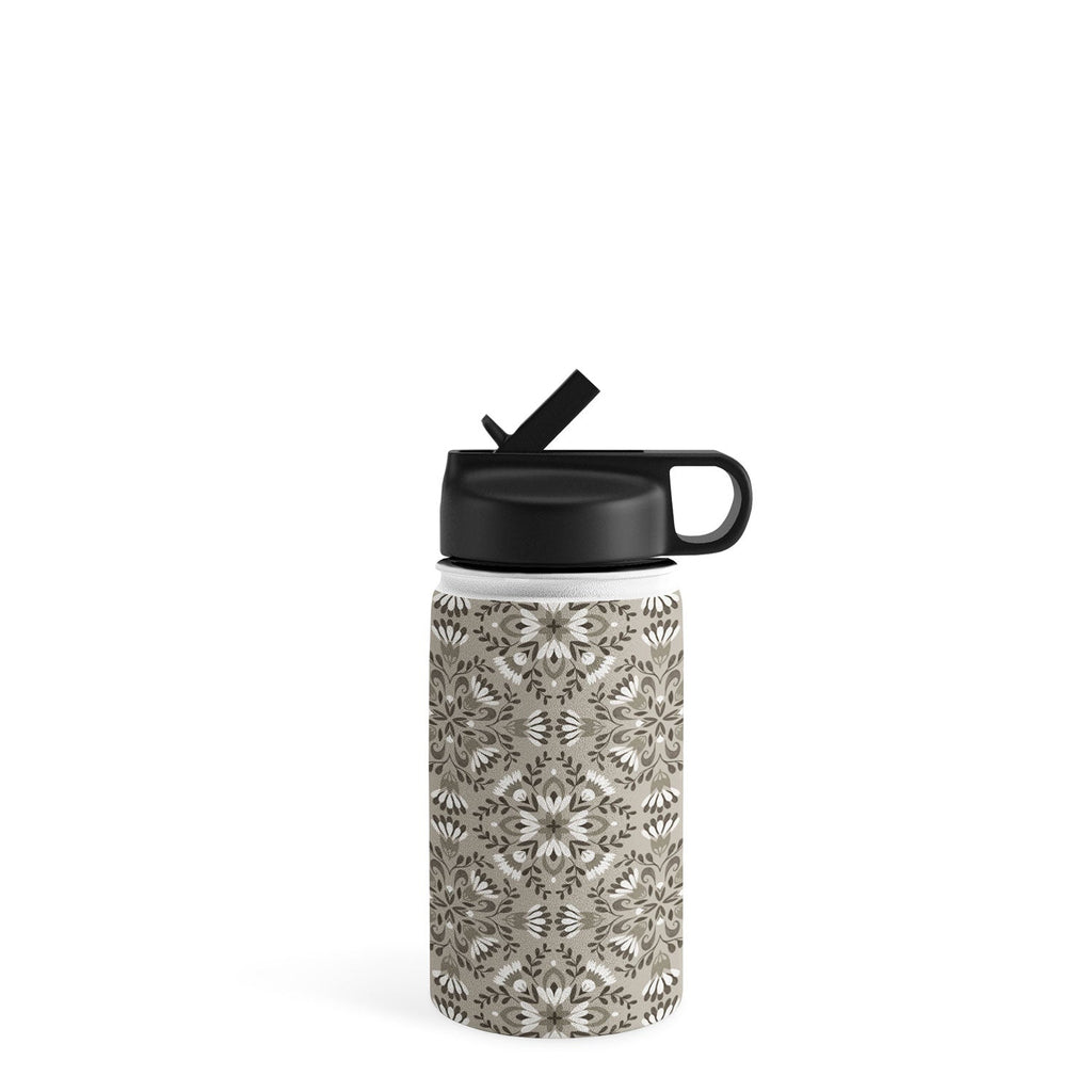 Pimlada Phuapradit Floral Tiles Gray Water Bottle
