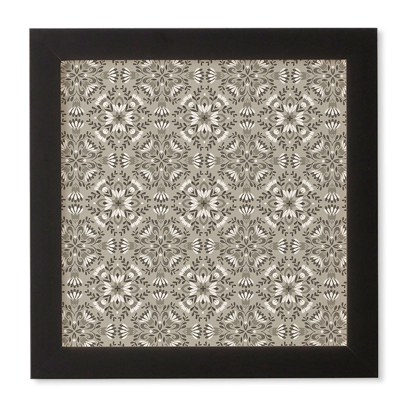 Pimlada Phuapradit Floral Tiles Gray Framed Wall Art