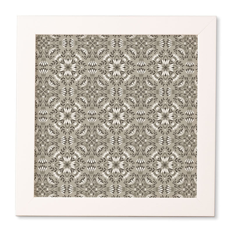 Pimlada Phuapradit Floral Tiles Gray Framed Wall Art