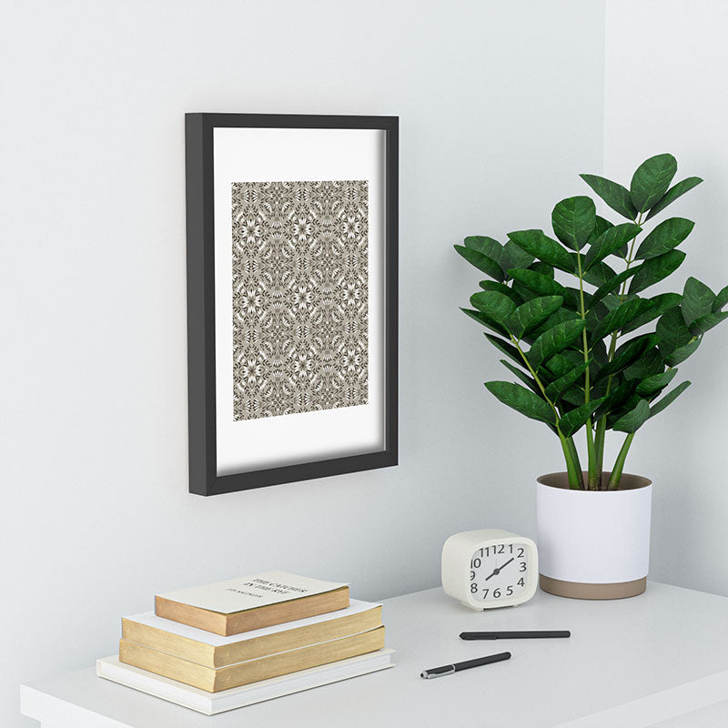Pimlada Phuapradit Floral Tiles Gray Recessed Framing Rectangle