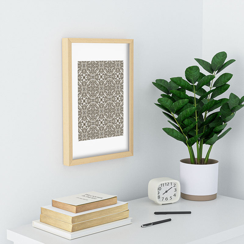 Pimlada Phuapradit Floral Tiles Gray Recessed Framing Rectangle
