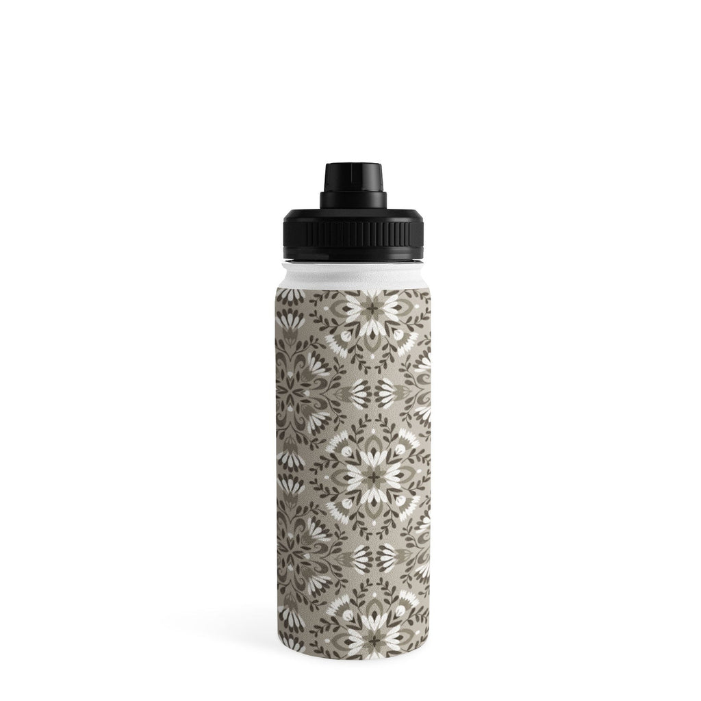 Pimlada Phuapradit Floral Tiles Gray Water Bottle