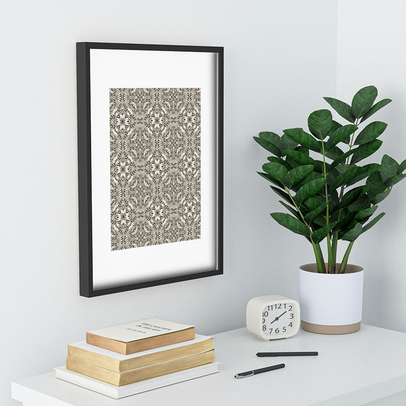 Pimlada Phuapradit Floral Tiles Gray Recessed Framing Rectangle
