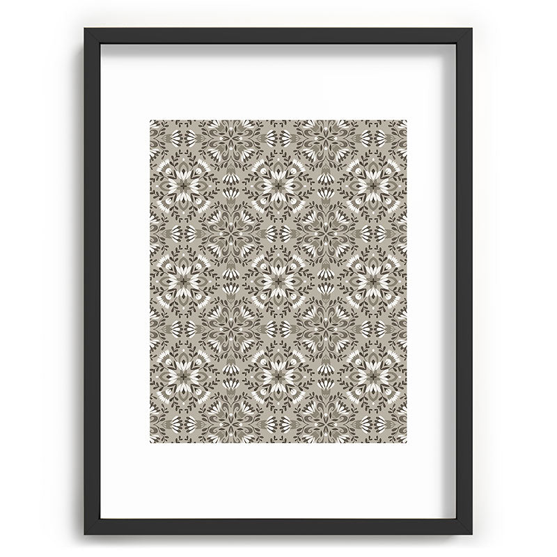 Pimlada Phuapradit Floral Tiles Gray Recessed Framing Rectangle