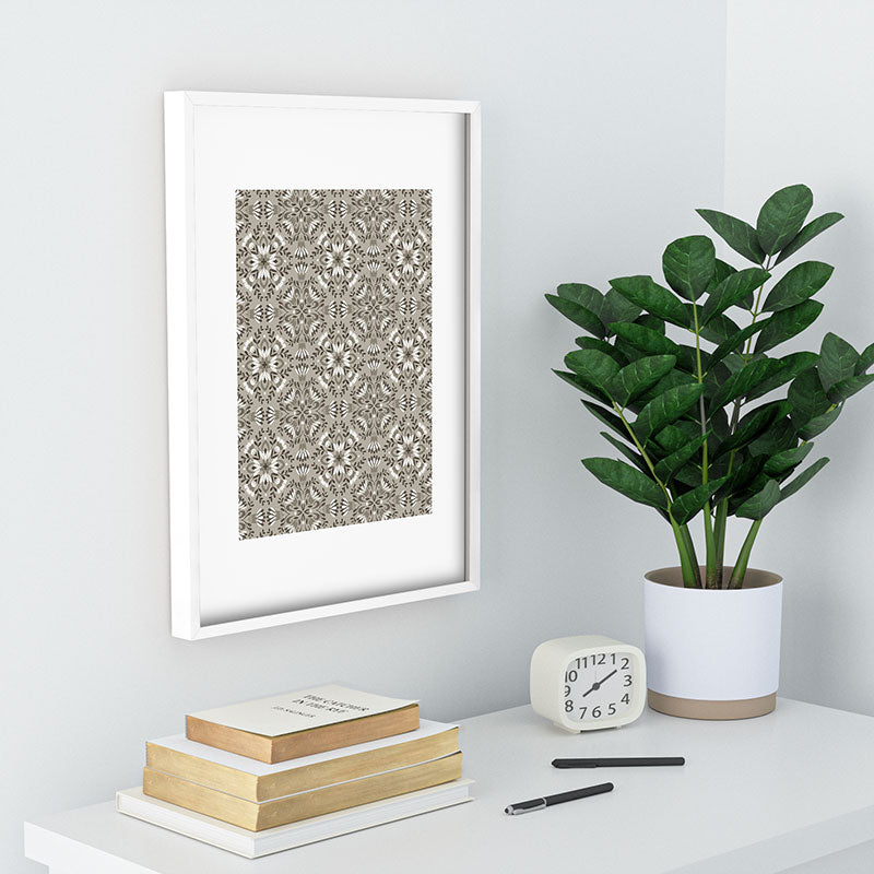 Pimlada Phuapradit Floral Tiles Gray Recessed Framing Rectangle
