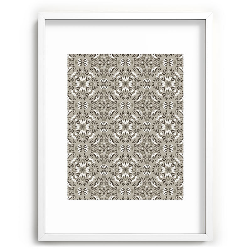 Pimlada Phuapradit Floral Tiles Gray Recessed Framing Rectangle