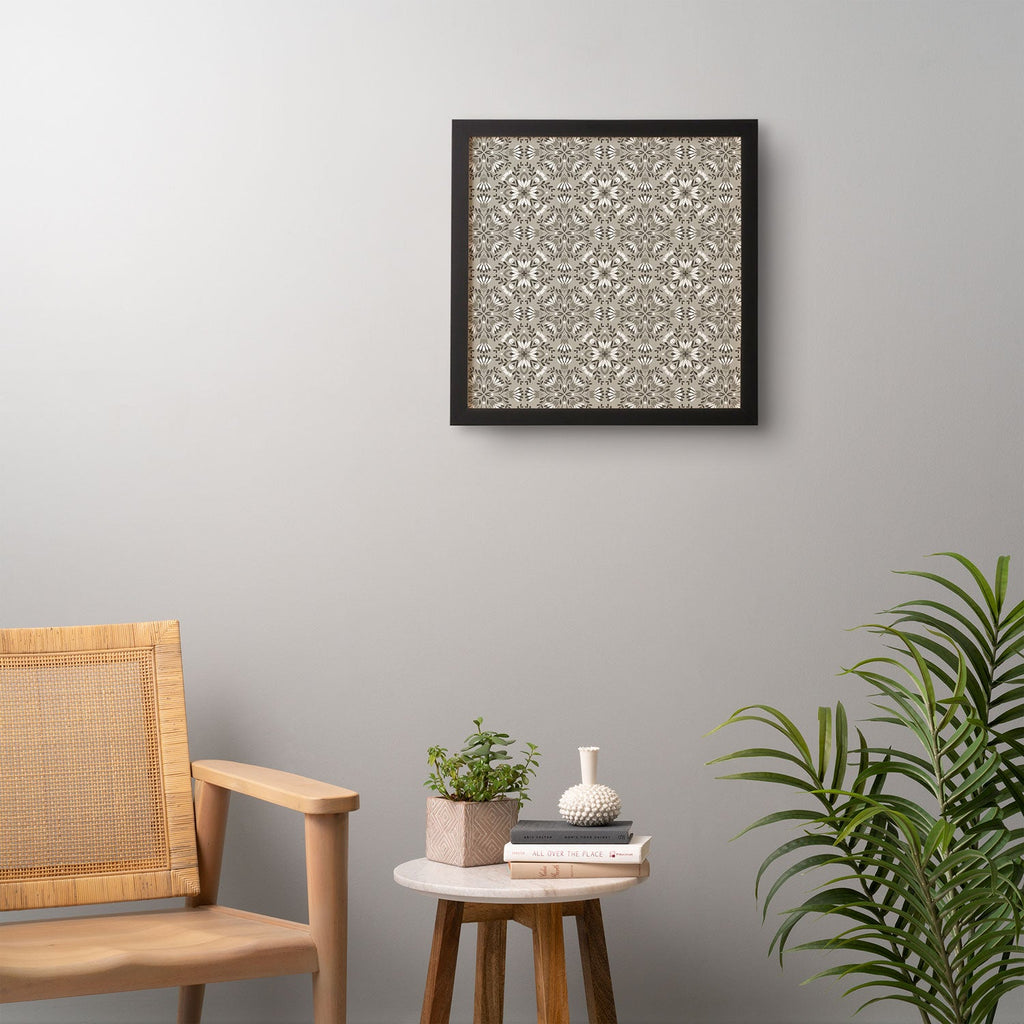 Pimlada Phuapradit Floral Tiles Gray Framed Wall Art