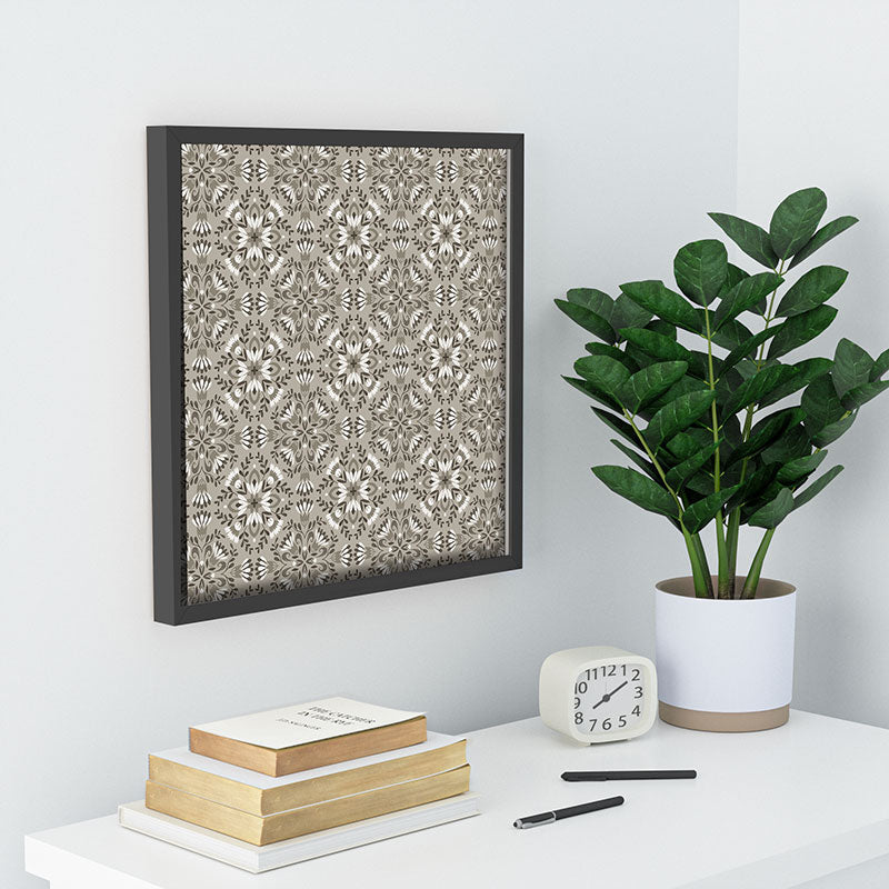 Pimlada Phuapradit Floral Tiles Gray Recessed Framing Square