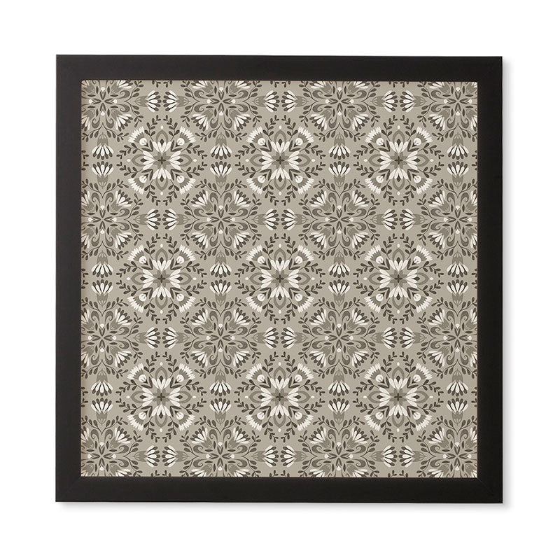 Pimlada Phuapradit Floral Tiles Gray Framed Wall Art