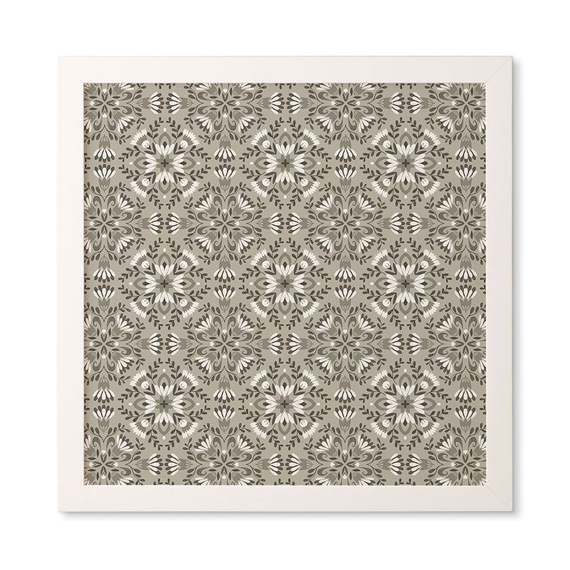 Pimlada Phuapradit Floral Tiles Gray Framed Wall Art