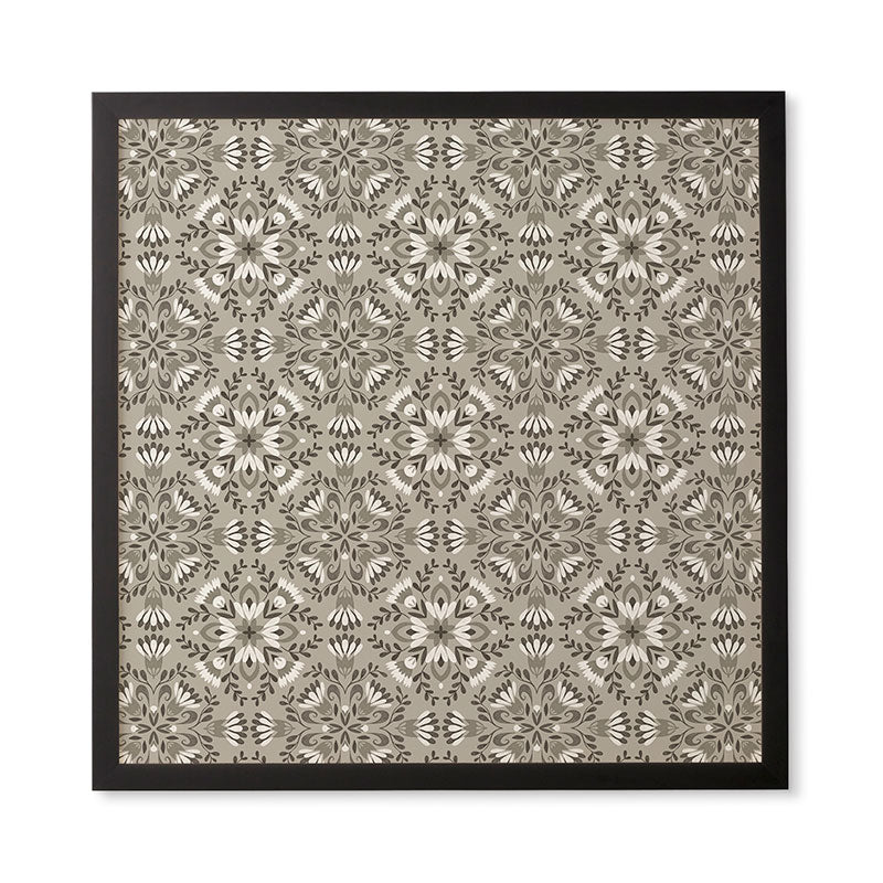 Pimlada Phuapradit Floral Tiles Gray Framed Wall Art