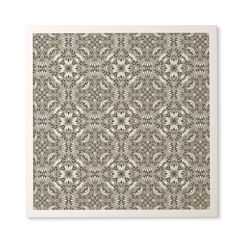 Pimlada Phuapradit Floral Tiles Gray Framed Wall Art