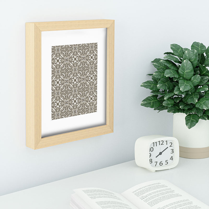 Pimlada Phuapradit Floral Tiles Gray Recessed Framing Rectangle