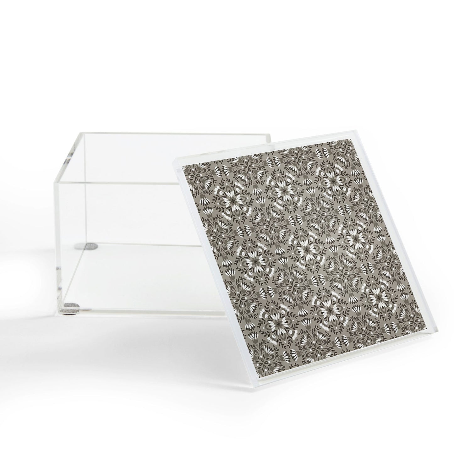 Pimlada Phuapradit Floral Tiles Gray Acrylic Box