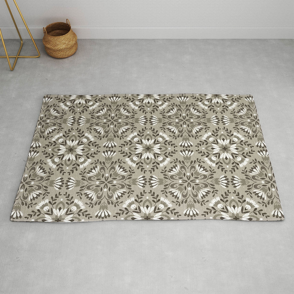 Pimlada Phuapradit Floral Tiles Gray Area Rug
