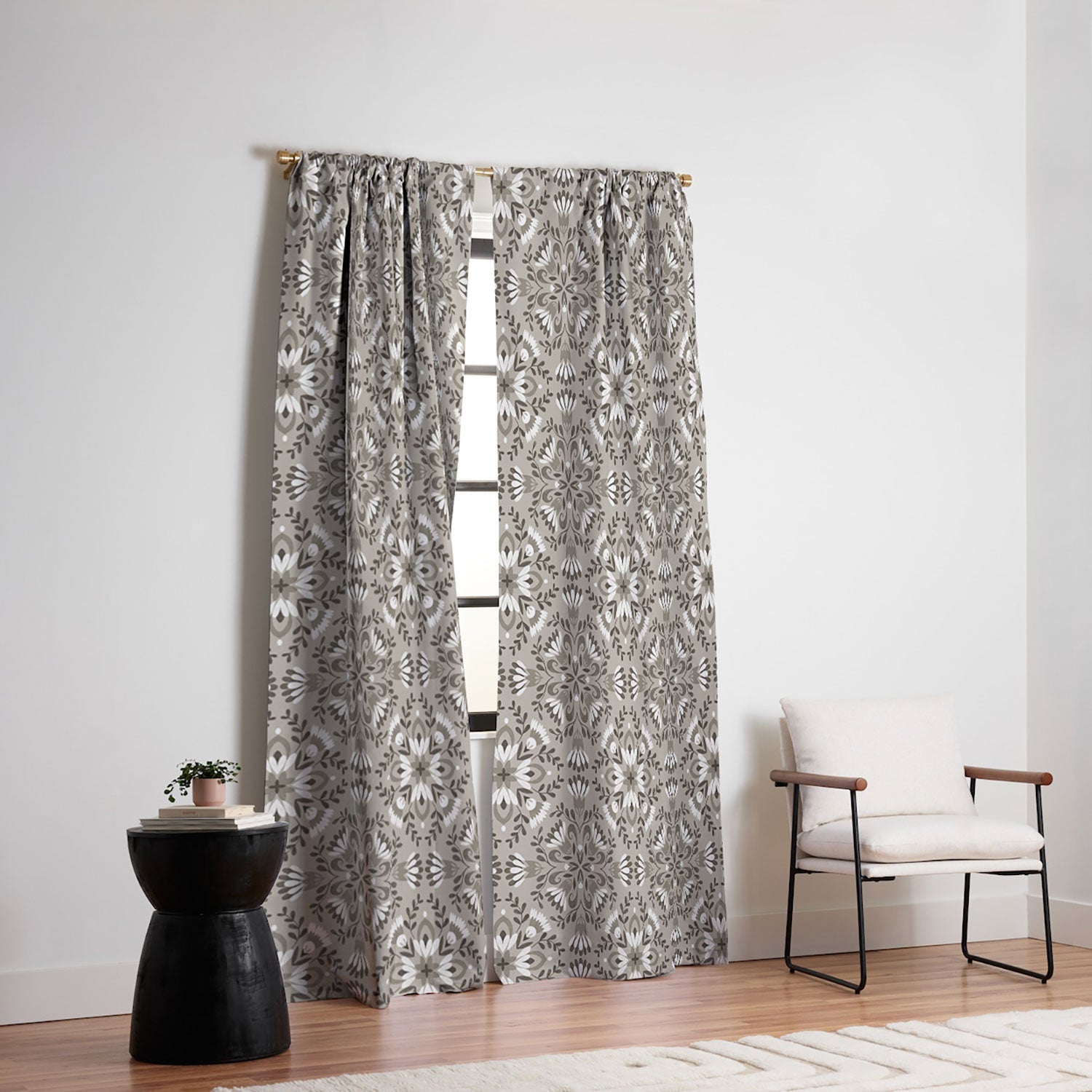 Pimlada Phuapradit Floral Tiles Gray Blackout Non Repeat