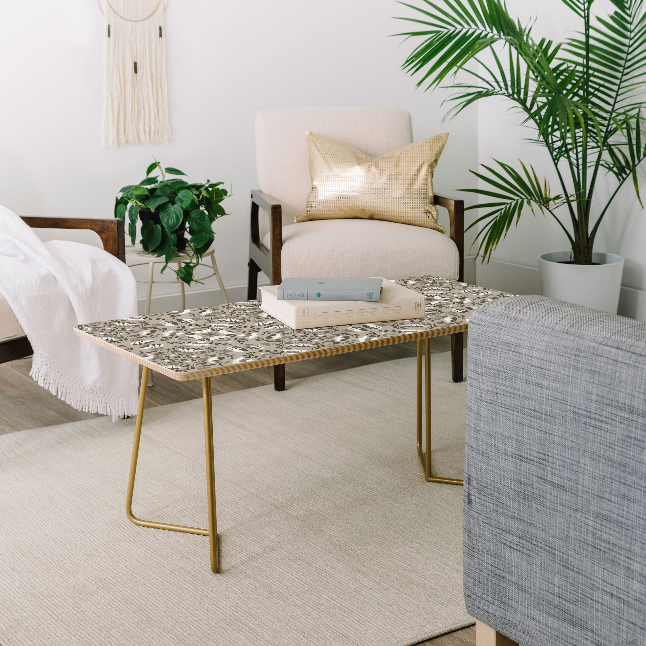 Pimlada Phuapradit Floral Tiles Gray Coffee Table
