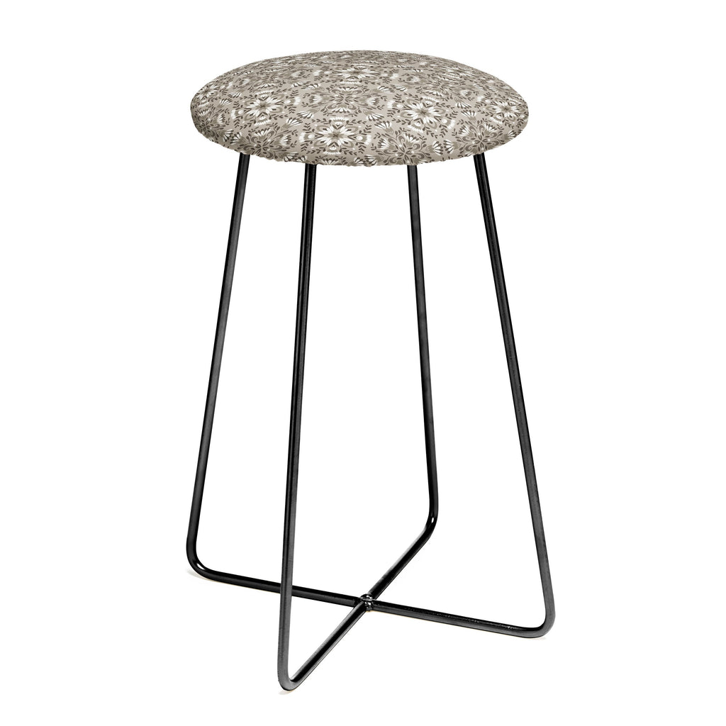 Pimlada Phuapradit Floral Tiles Gray Counter Stool