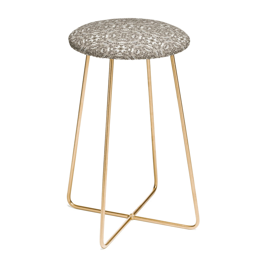 Pimlada Phuapradit Floral Tiles Gray Counter Stool