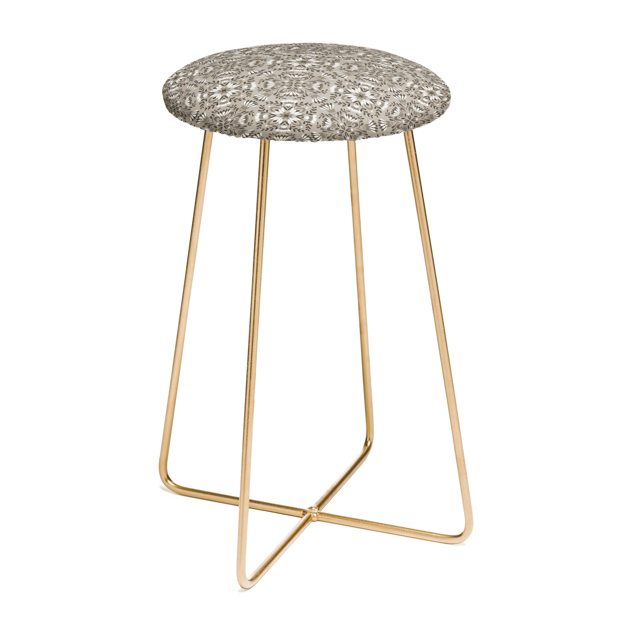 Pimlada Phuapradit Floral Tiles Gray Counter Stool